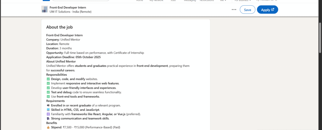 Front-End Developer Intern 