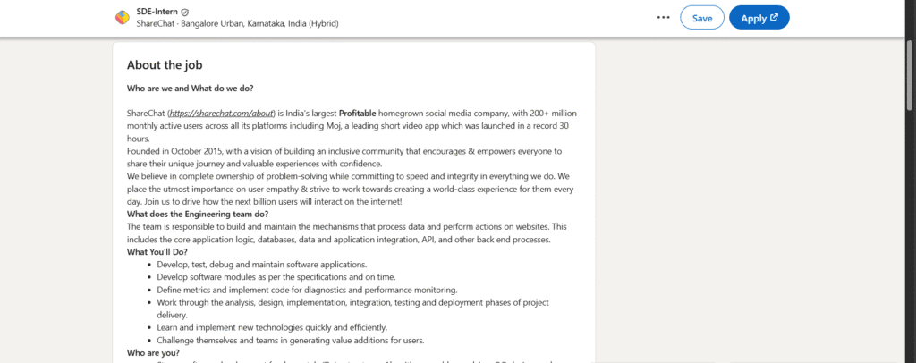ShareChat SDE-Intern