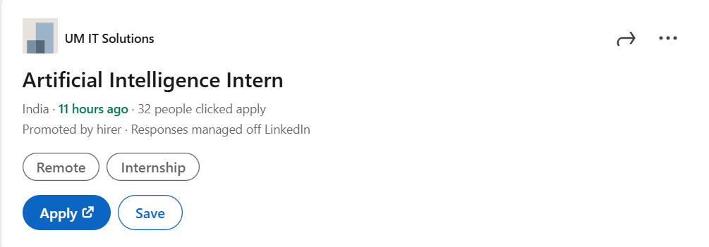 Read more about the article Artificial Intelligence Intern – Exciting Remote Opportunity with WebBoost Solutions by UM