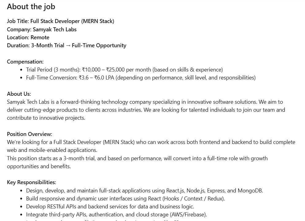 Full Stack Developer 