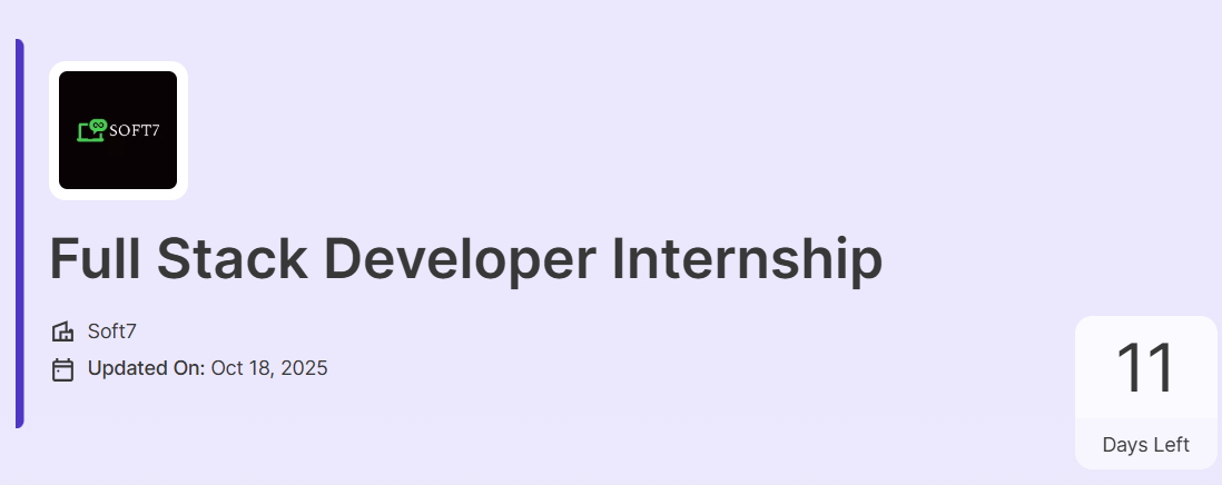 Read more about the article Soft7 Technology Full-Stack Developer Internship Unstop Opportunity