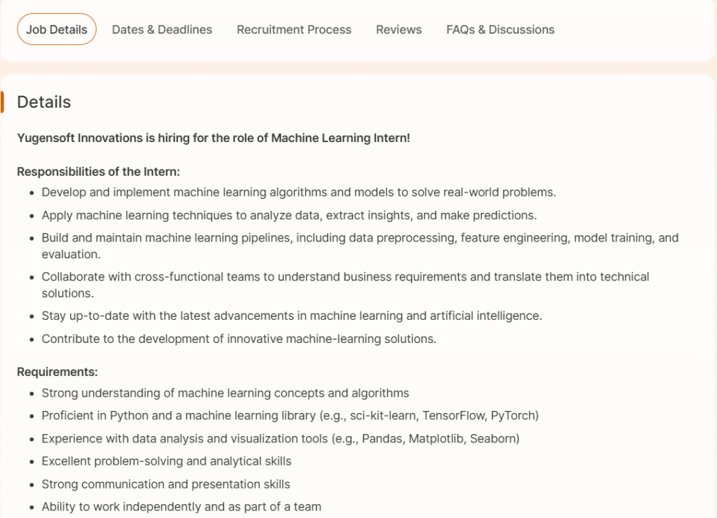 Machine Learning Internship