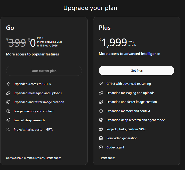 How to upgrade ChatGPT Pro in India